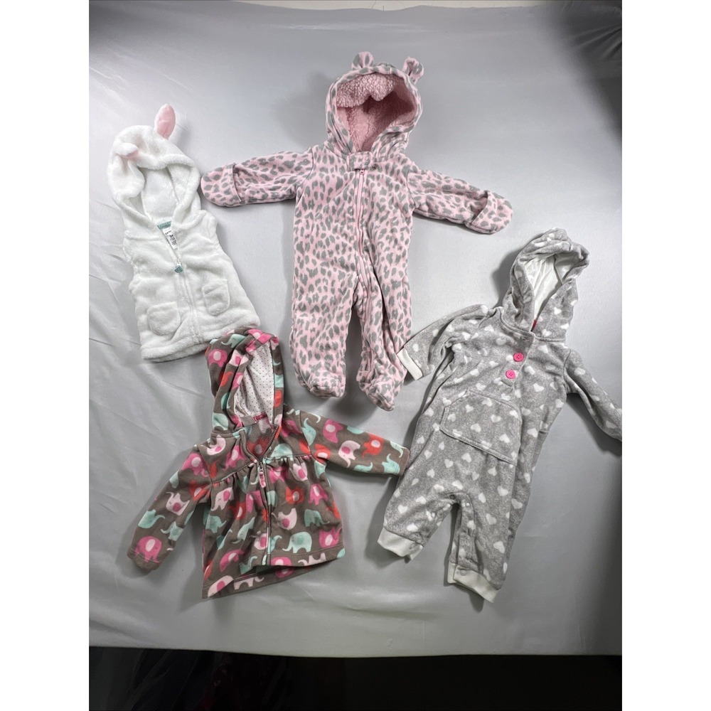 Lot of 4 Baby Girl Fleece CARTER'S Outerwear/Jackets/ Outfit 3 months